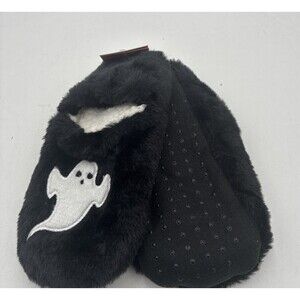 Ghost Halloween Slipper Socks Black White Size S/M Shoes Size 5-7 Womens